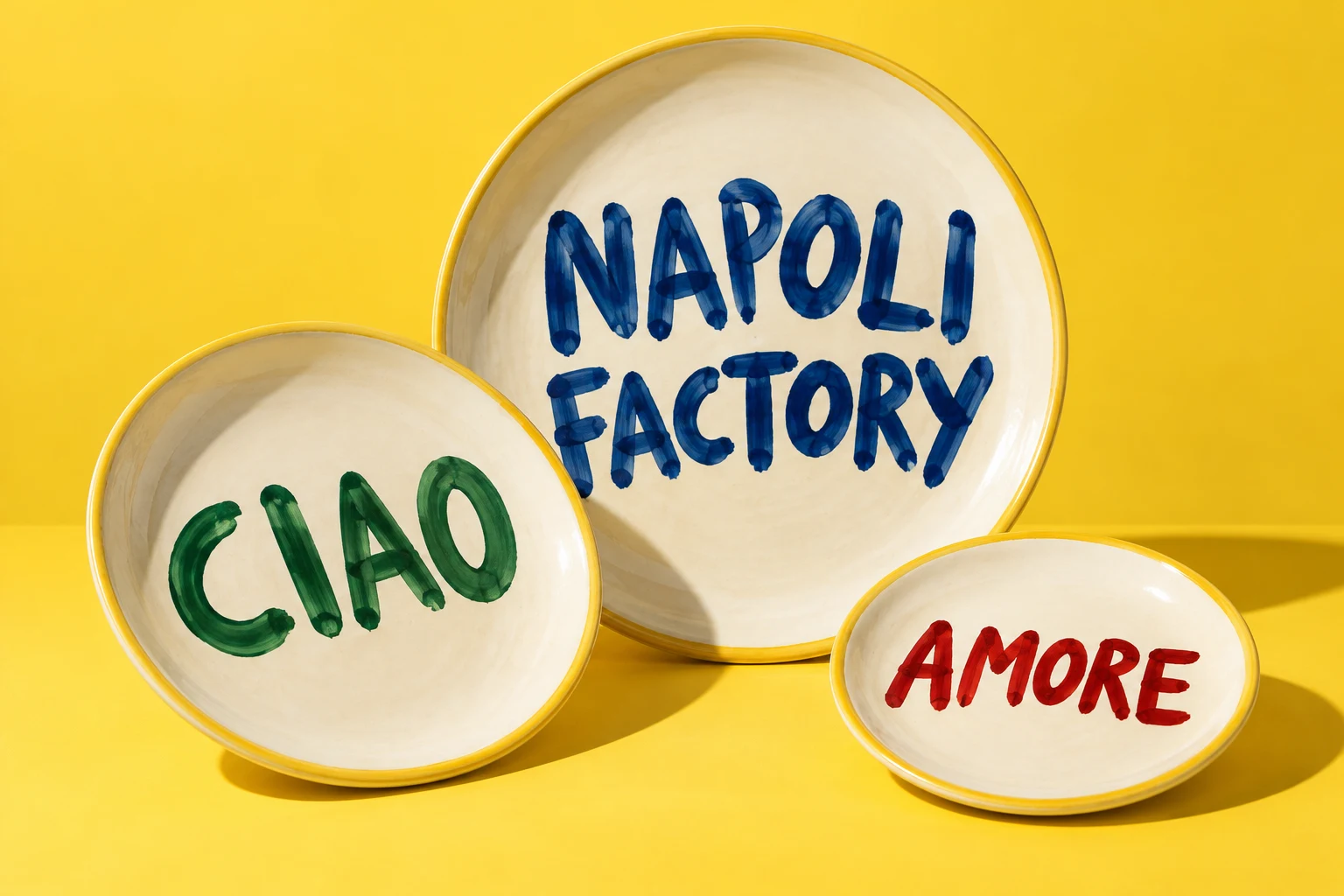 Collection d’assiettes peintes Napoli Factory : Moissac, Napoli Factory et Amore