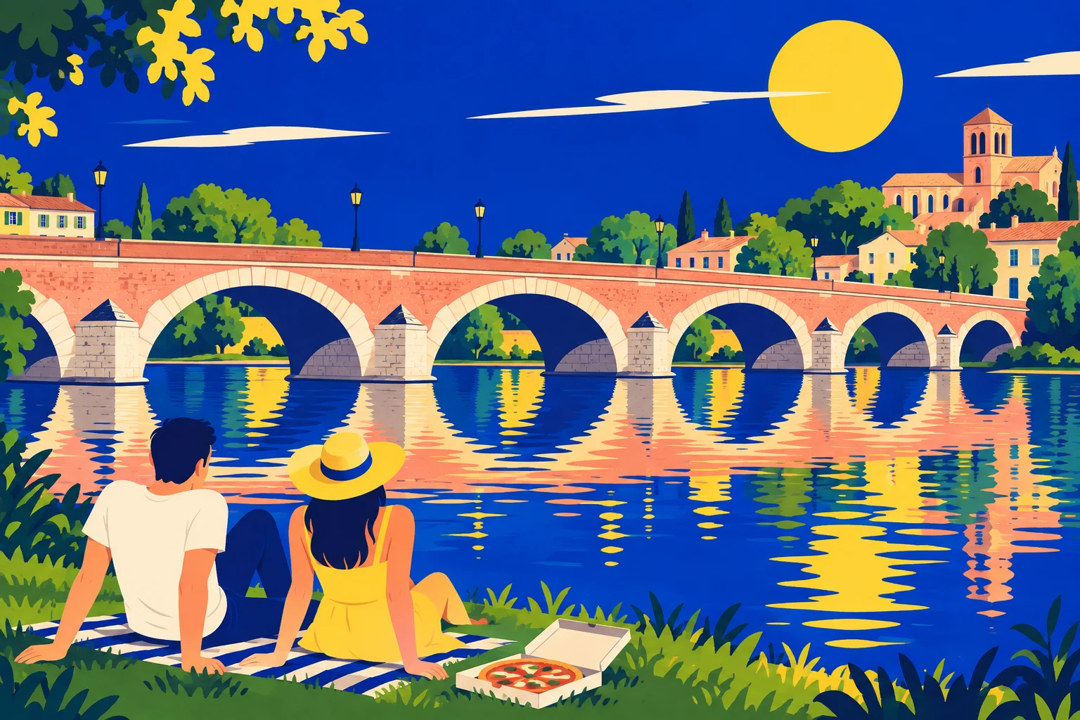 Interprétation illustrée de Moissac : Le pont Napoléon